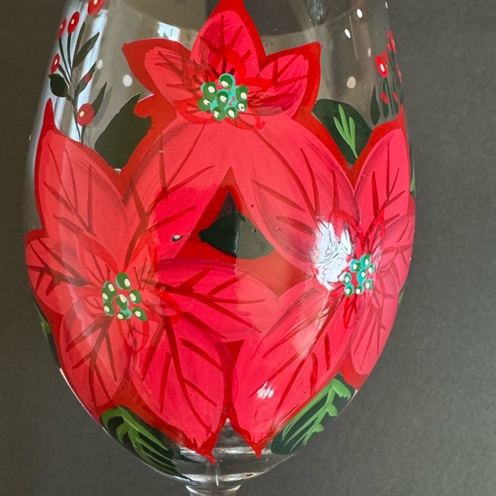 Pier 1 Red and Green Holiday Decor Wine Glass